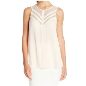 BCBG MAX AZRIA CREAM JAY SLEEVELESS LACE YOKE TOP